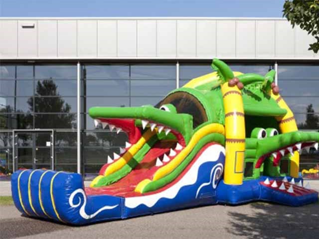 Bouncy Castle Multiplay Crocodile Bouncy Castle With Slide
